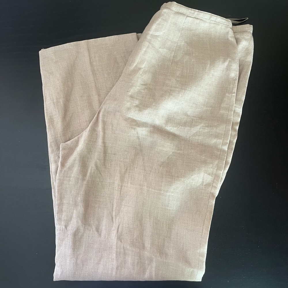 VTG 100% Linen Pants Isabella Bird Size 8 Light Beige/Cream Flat Front 28x11x30